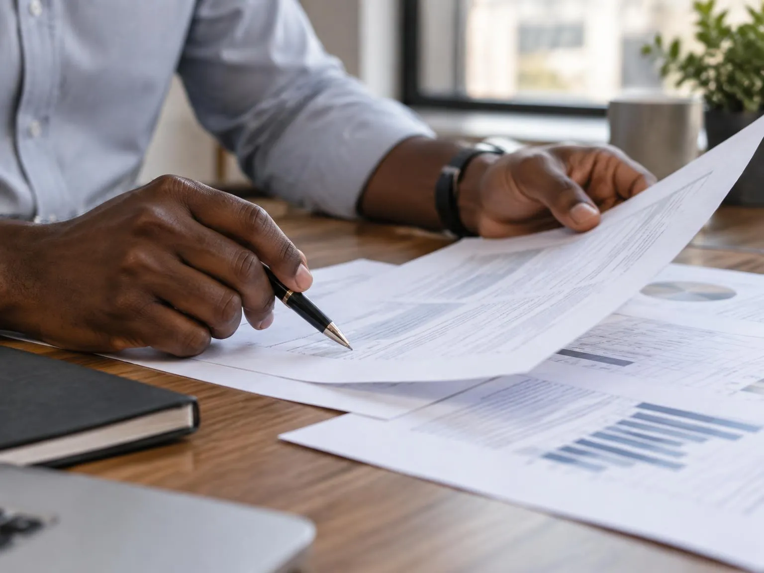 Business documents on a desk
